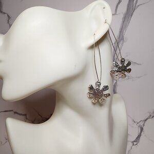 925 Silver  Long Flower Earrings